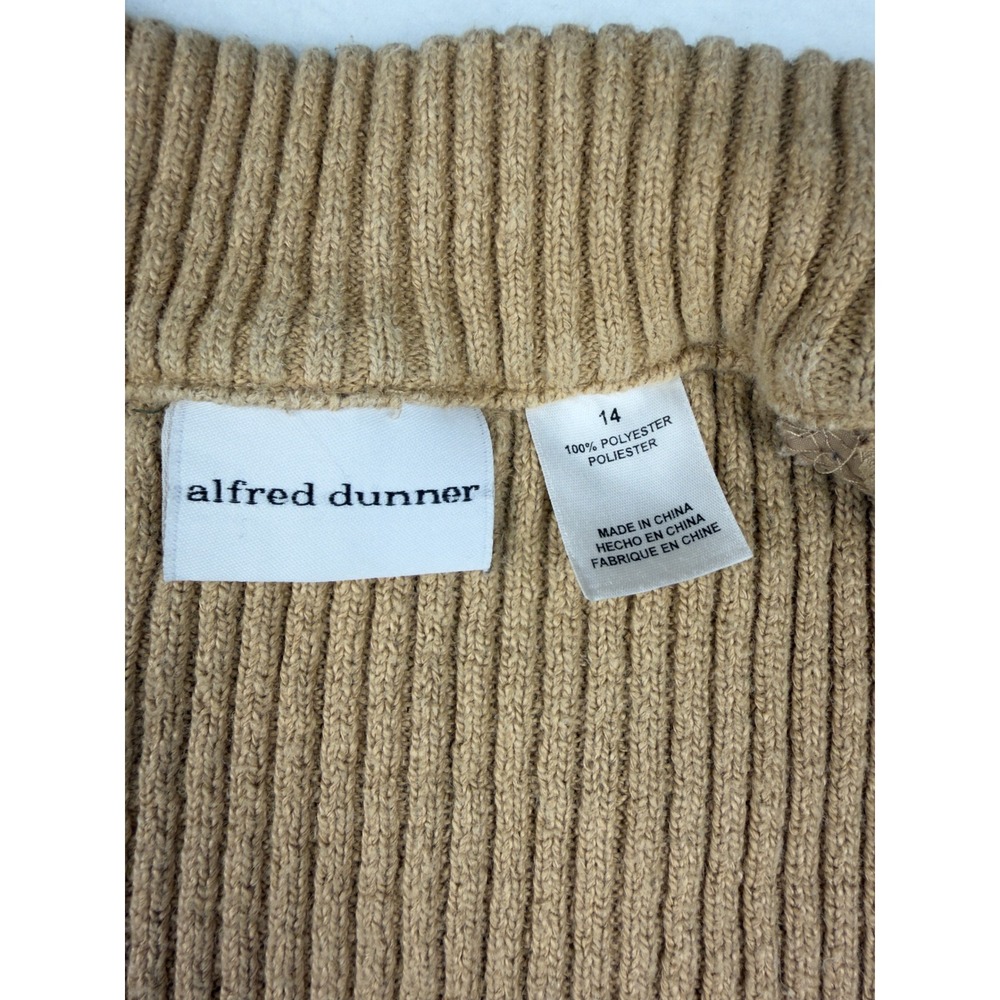 VTG Alfred Dunner Womens Tan Quilted Ribbed Knit Zip Front Vest Size 14 Camel - Picture 5 of 7